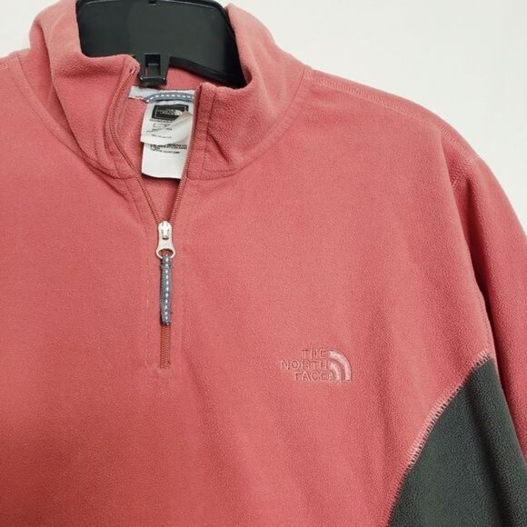 The North Face Dusty Pink & Gray Fleece Quarter Zip Pullover Women's Size Large - Picture 2 of 7